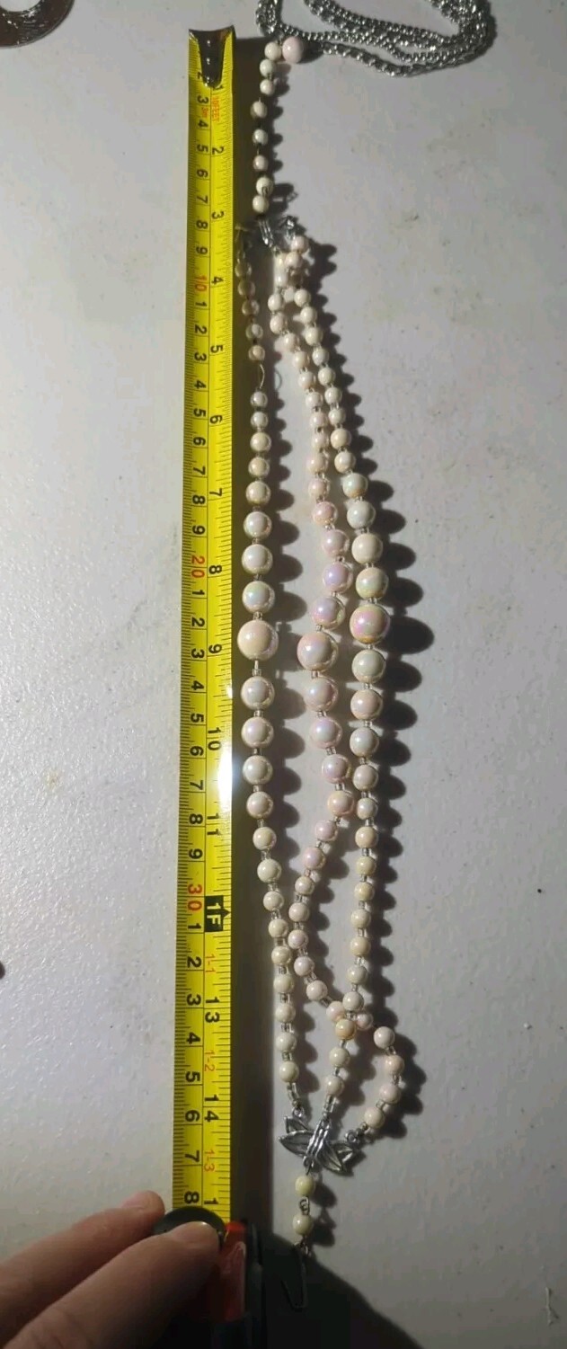 Assorted Metal & Plastic Costume Jewelry ~ Pink, Red, White, Gray ~ 6 Pieces