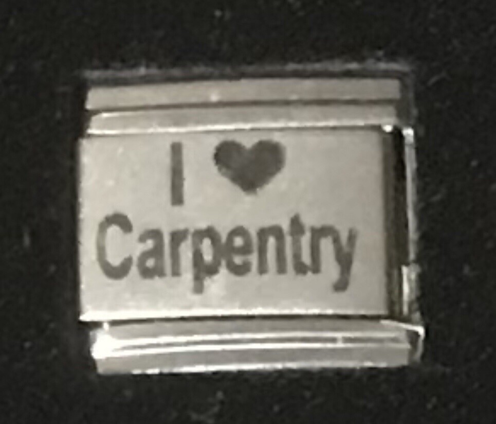 I Heart Love Carpentry Laser Italian Charm Link 9MM K18