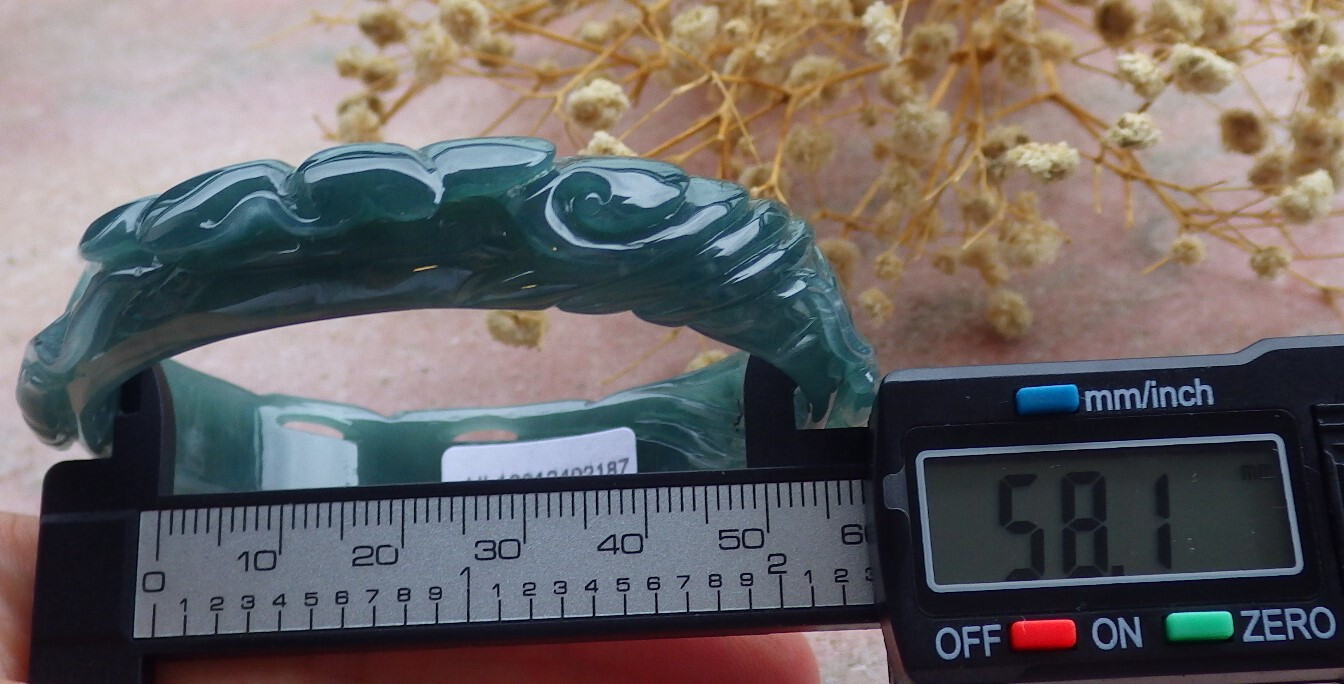 Certified Green A JADE Jadeite Lobster Shrimp Bangle Bracelet 58mm 手镯 679774