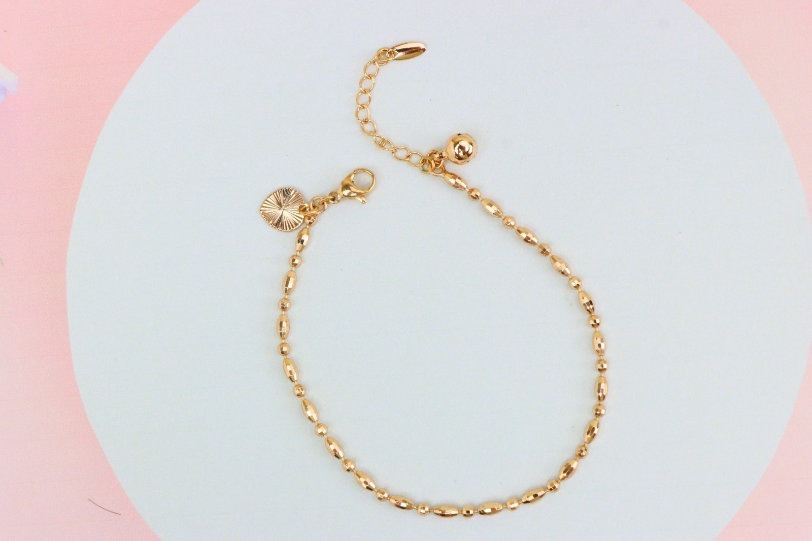 Beaded Rose Gold Anklet with Shine Charm, XPAL1166