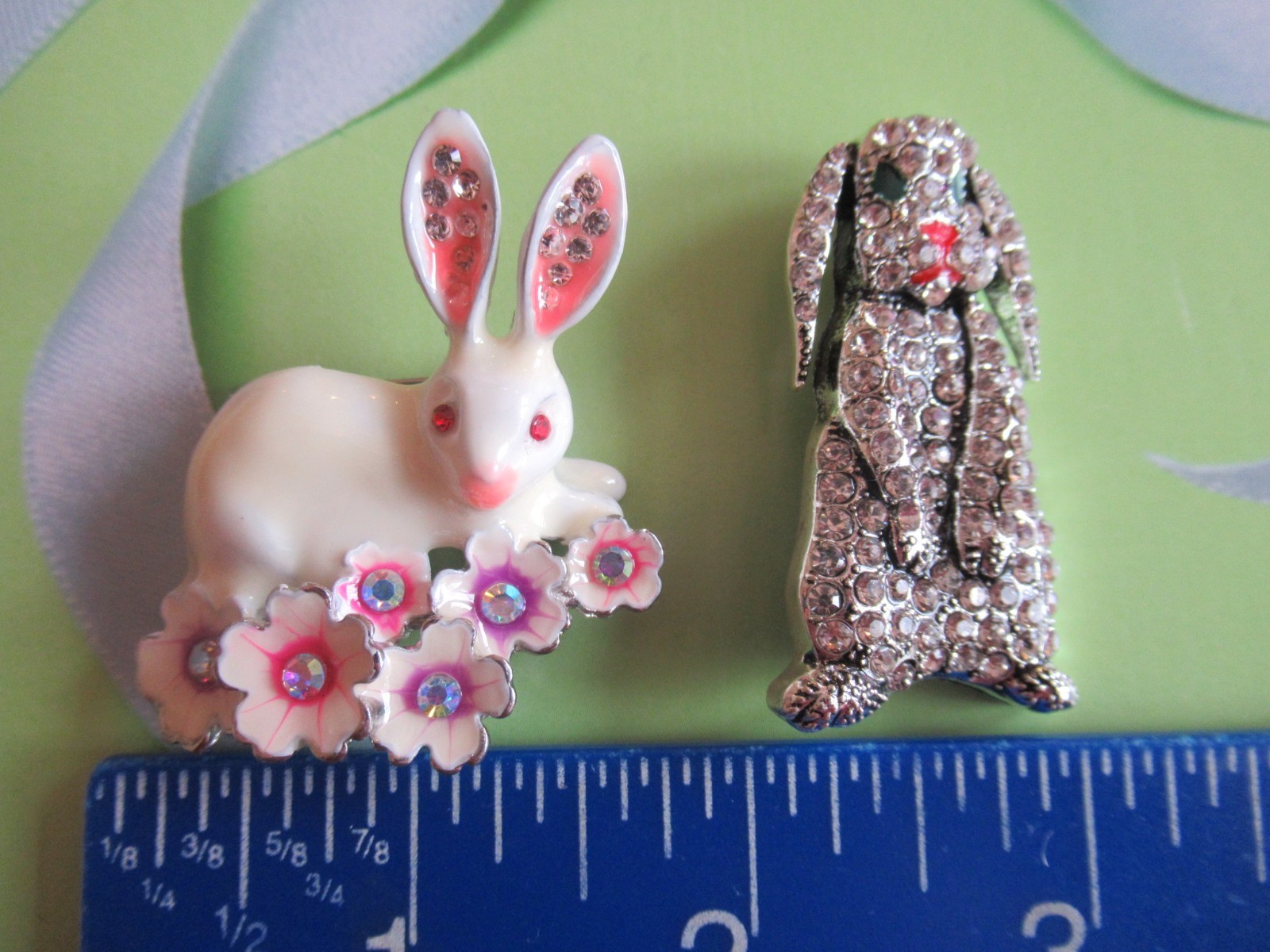 Beautiful BUNNIES Rabbit Easter Crystal Enamel Brooch Lot 10 pcs NEW