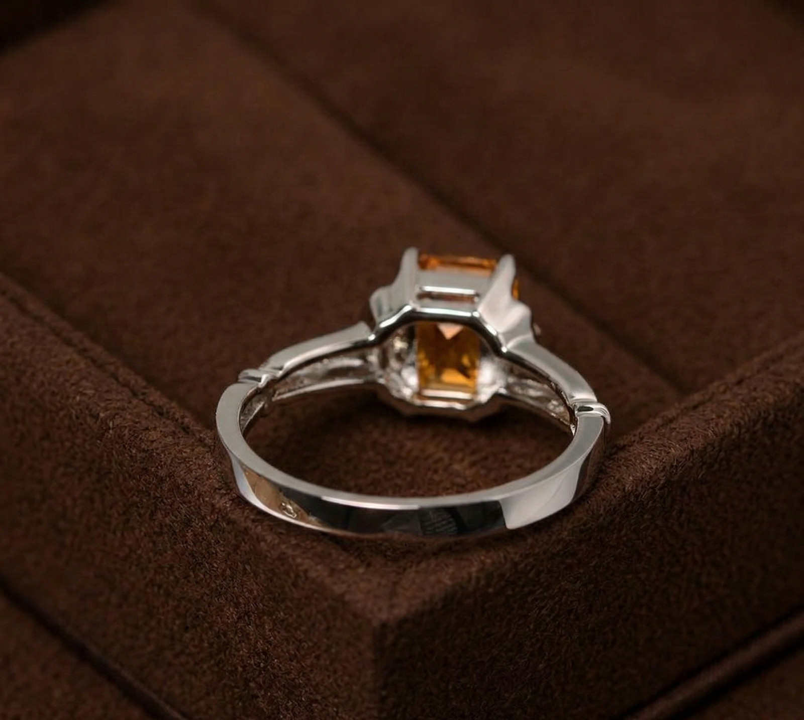 Art Deco Emerald Citrine Ring, Sterling Silver Fan Statement, November Ring
