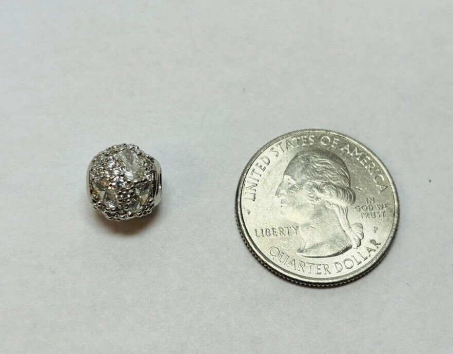 Gnoce Sterling 925 Silver Always with You Pure White CZ Bead Charm – .09