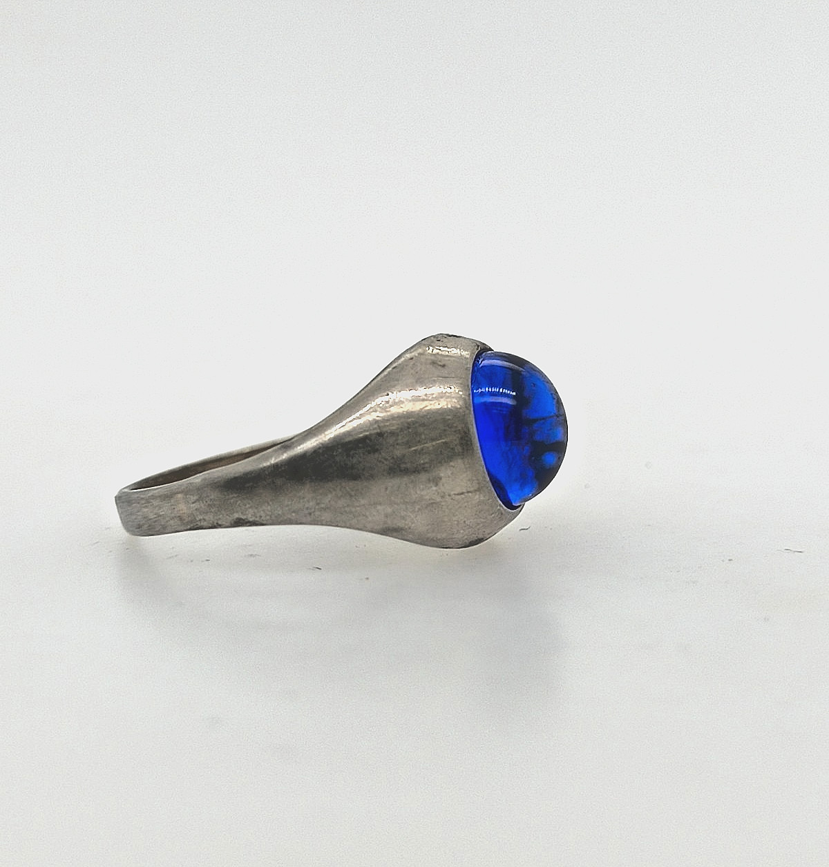 Sterling Silver Blue Cabochon Ring for Women and Men Size 5.75