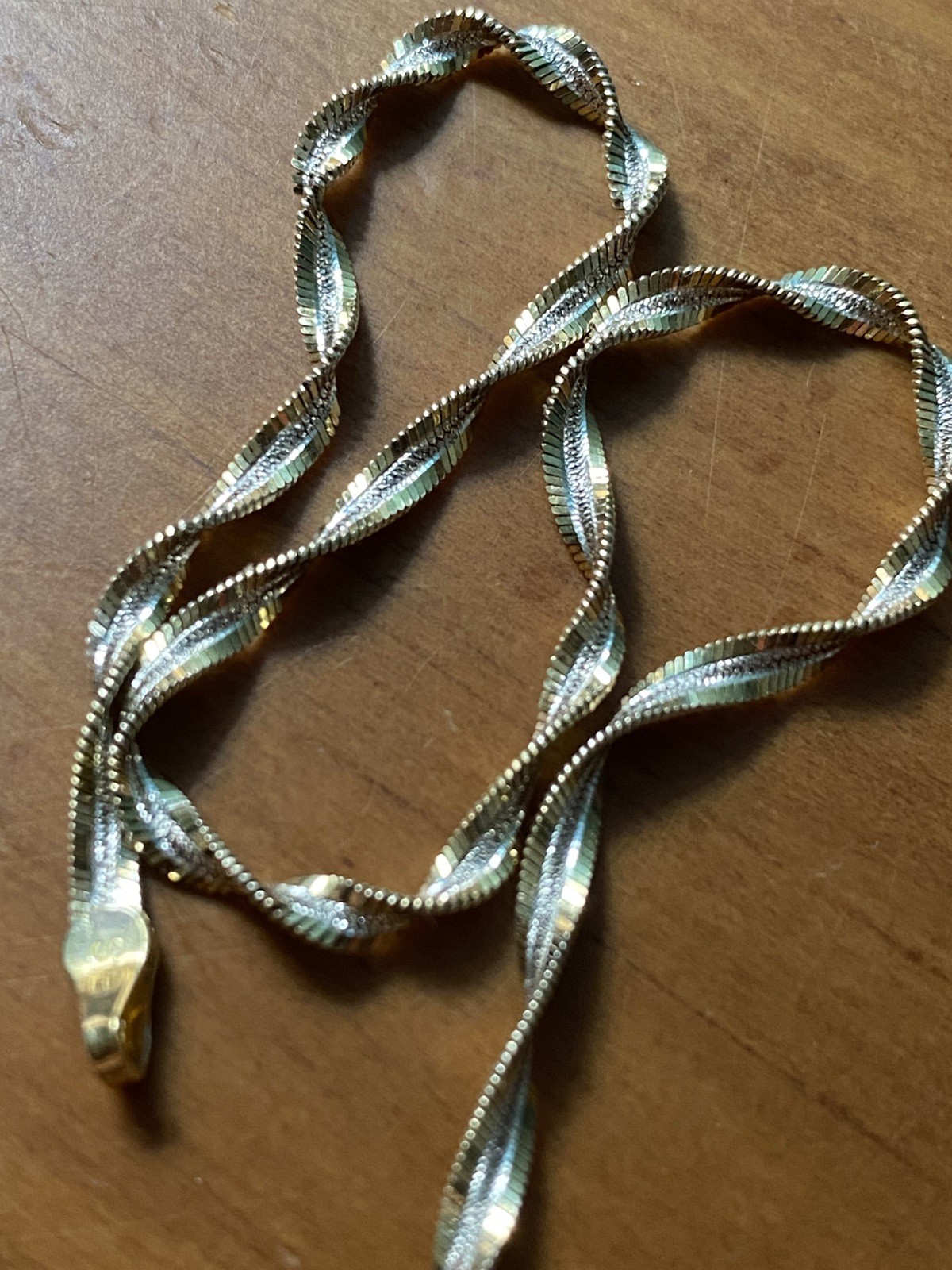 Sterling Silver 925 Moricci Two-Tone Twisted Herringbone Necklace 18” Italy NWT