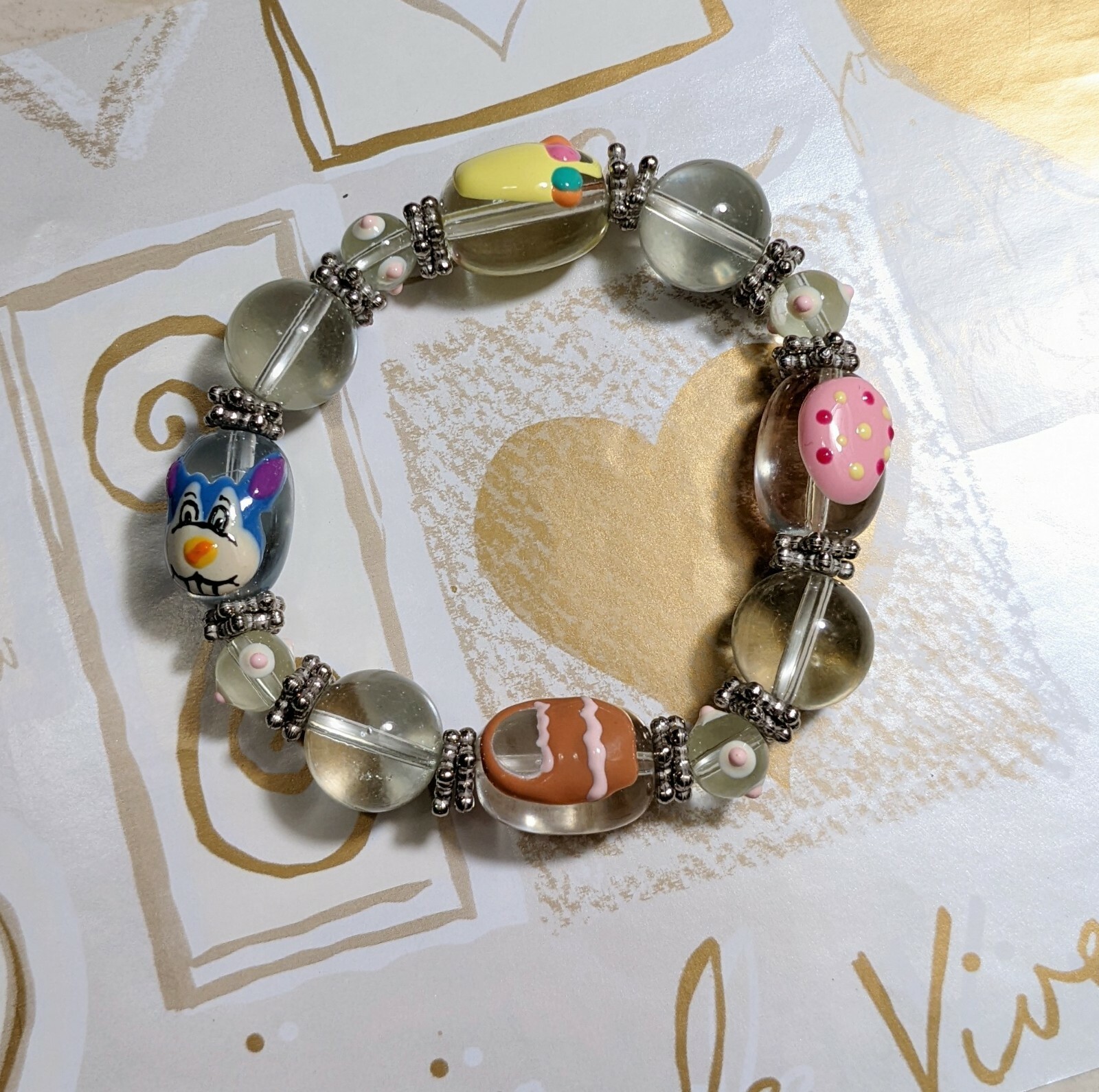 Easter Bracelets Bunny Egg Easter Egg Hunting Beaded Stretch Wholesale Lot of 6