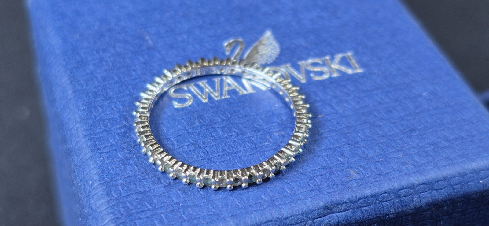 Swarovski Vittore Eternity Band Ring Clear Crystal Rhodium Size 55 US 7 w/ Box