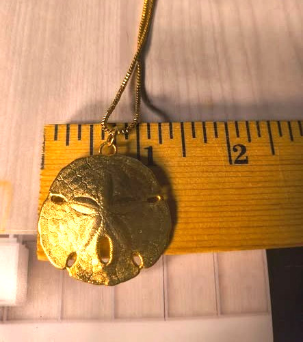 Sand Dollar Pendant Necklace Earrings Set Gold Tone Beach Sea Life Boho Jewelry