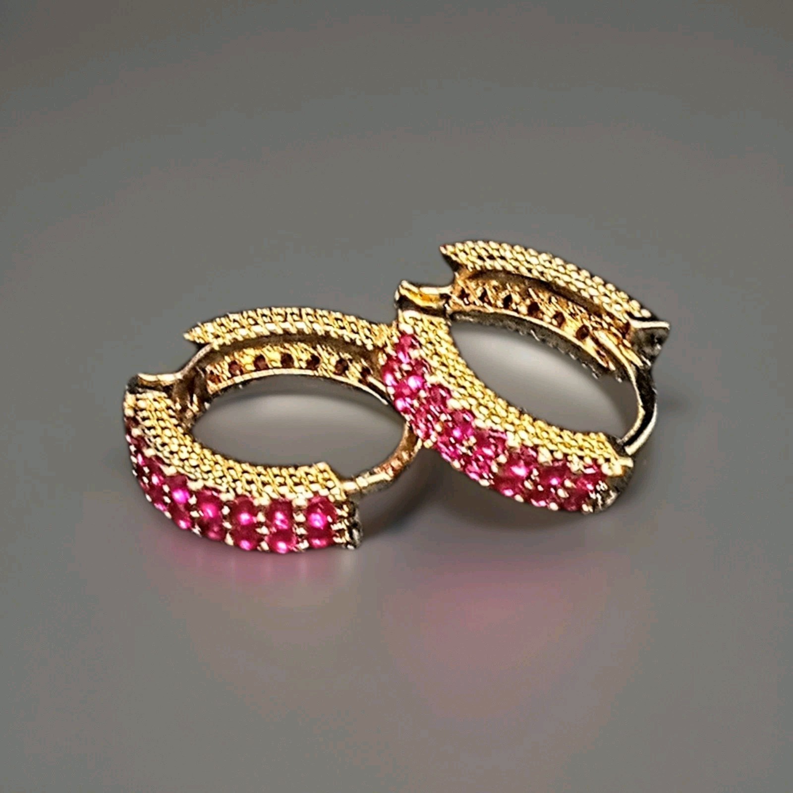 Ruby Red Pave Cubic Zerconia Gold Plated Huggie Earrings NWOT Fall ’25