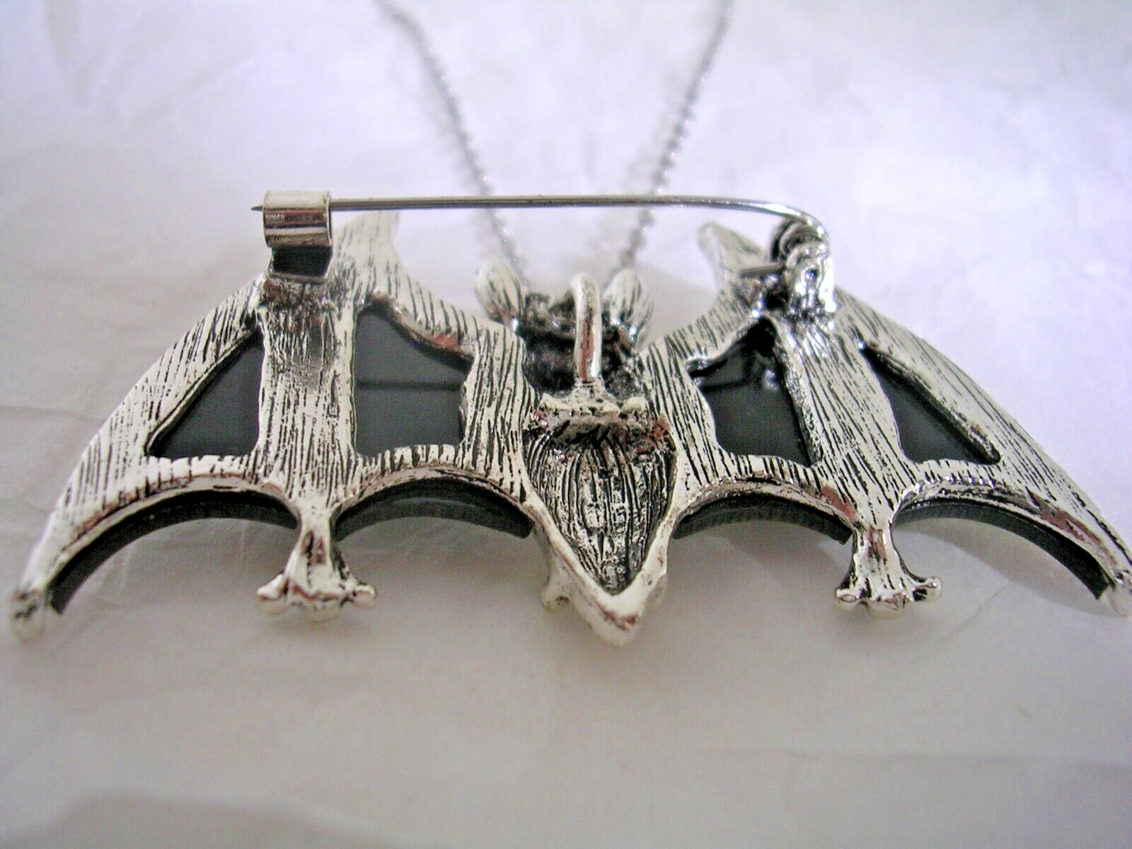 BAT PIN AND PENDANT WITH ABALONE SET IN TIBETAN SILVER COMES WITH A CHAIN