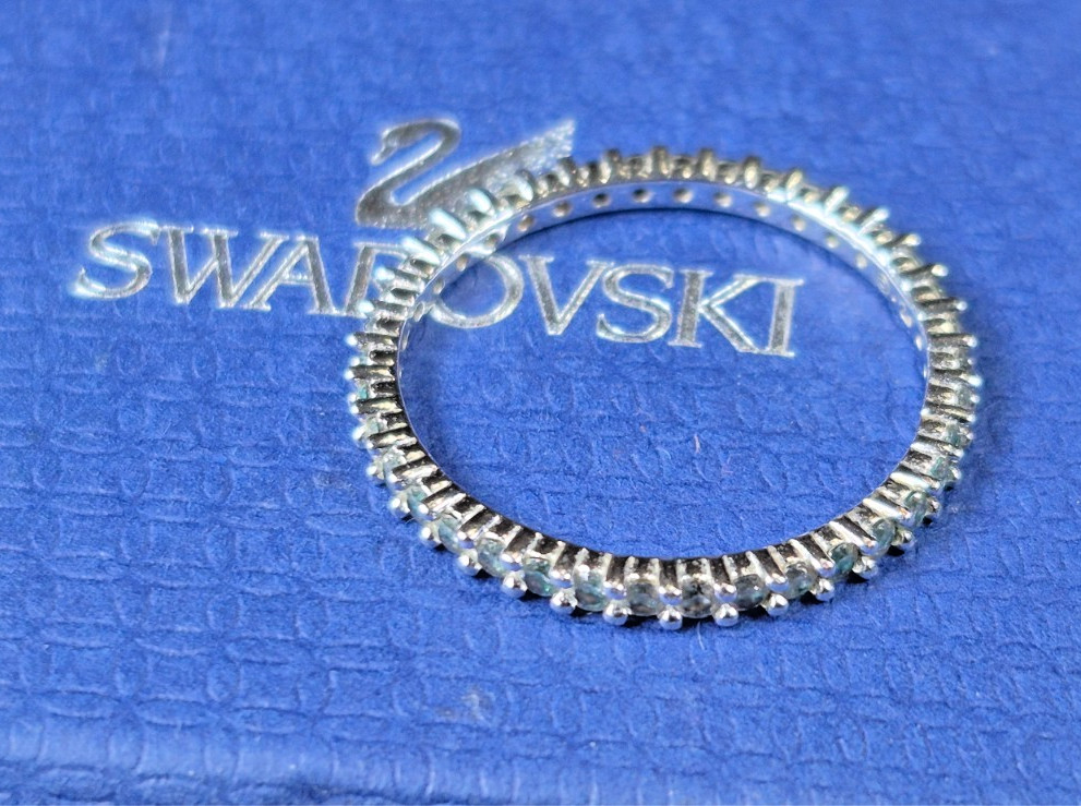 Swarovski Vittore Eternity Band Ring Clear Crystal Rhodium Size 55 US 7 w/ Box