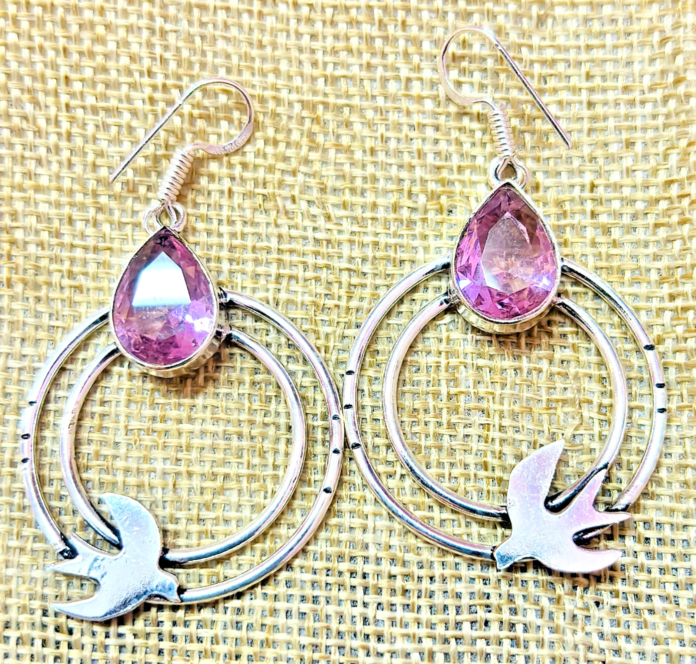 Pink Kunzite Gemstone 925 Sterling Silver Handmade Ethnic Jewelry Earrings 1.80″