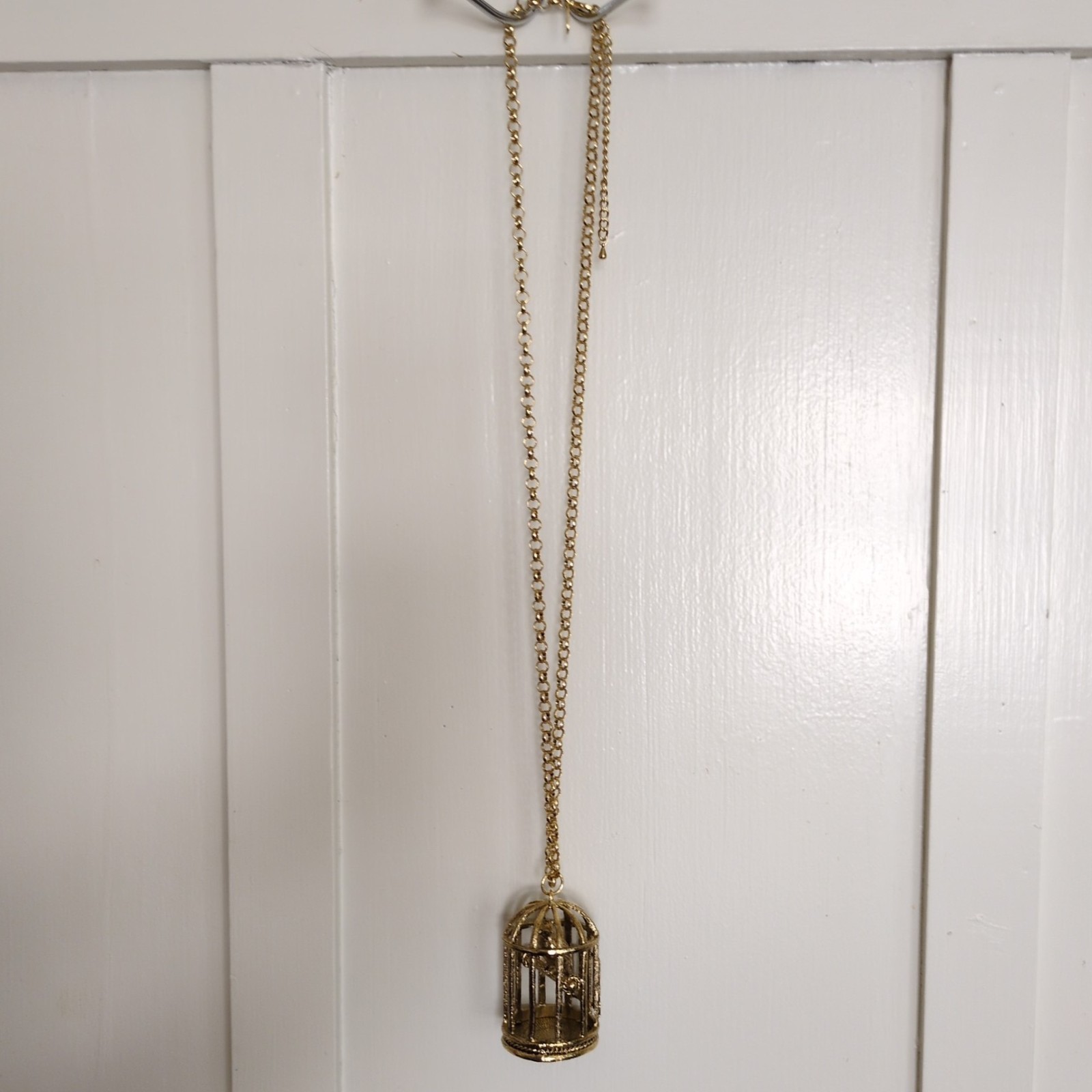 Rara Avis Iris Apfel Birdcage Statement Necklace Gold Tone 36 in Chain Signed