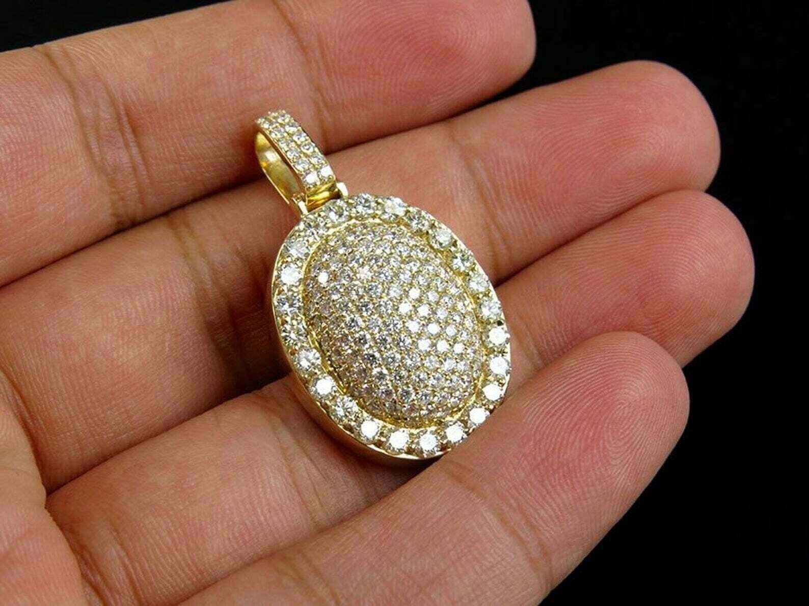 2.41 Ct Round Cut Simulated Diamond Cluster Charm Pendant 14k Yellow Gold Plated