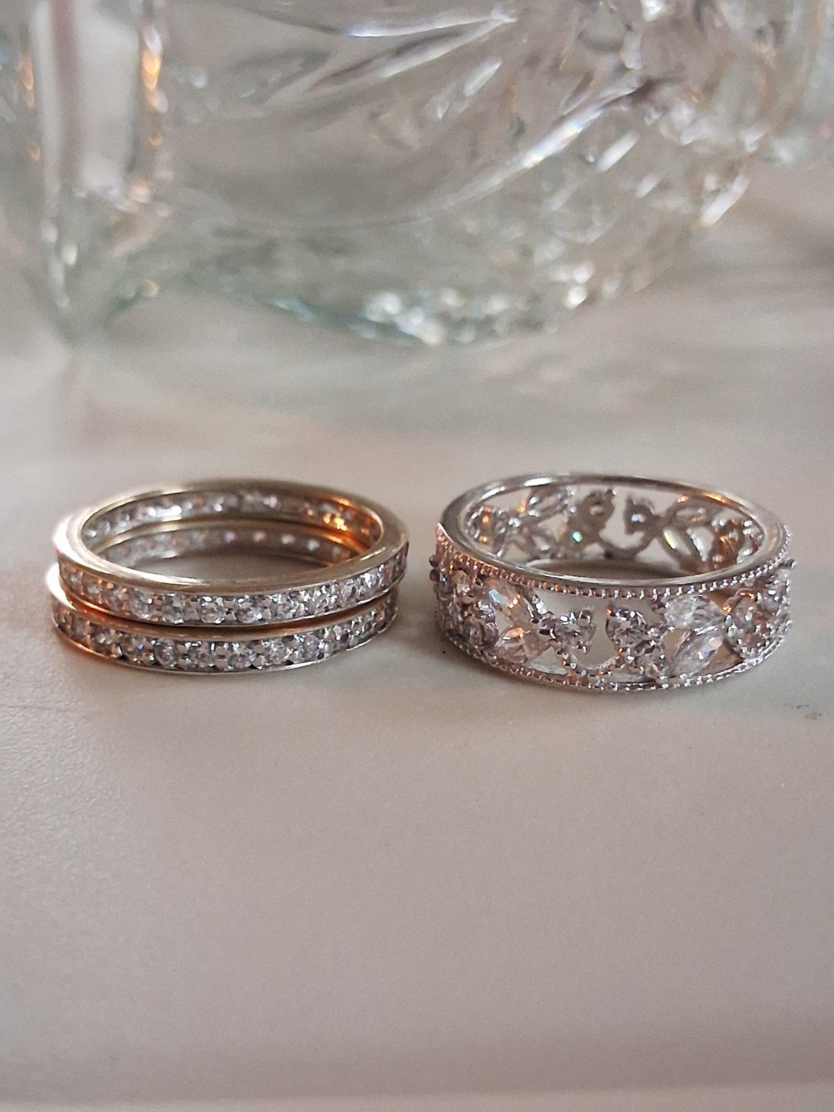 Designer 3 Ct Simulated Diamond 3-piece Eternity Band Ring Set Size 7 Sterling