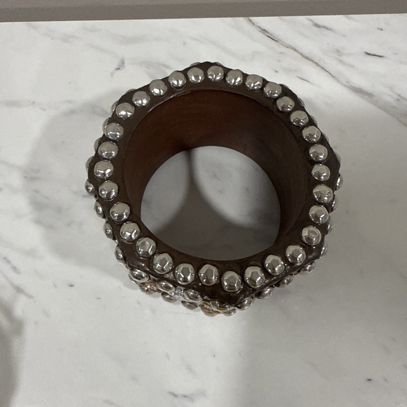 Antika Collection Brown Studded Bangle – Artisan Statement Bracelet