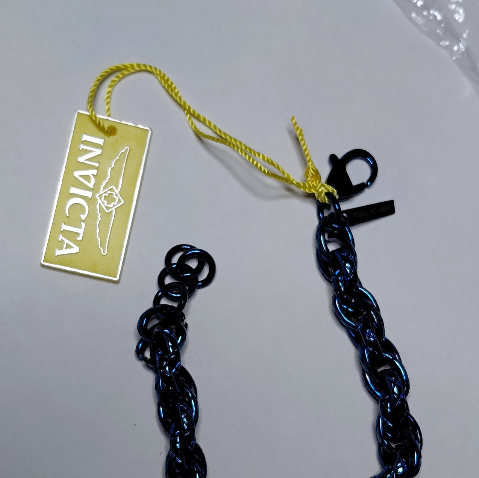 Invicta Blue Braided Chain Bracelet, Hook Closure, Signed, MPN 39840
