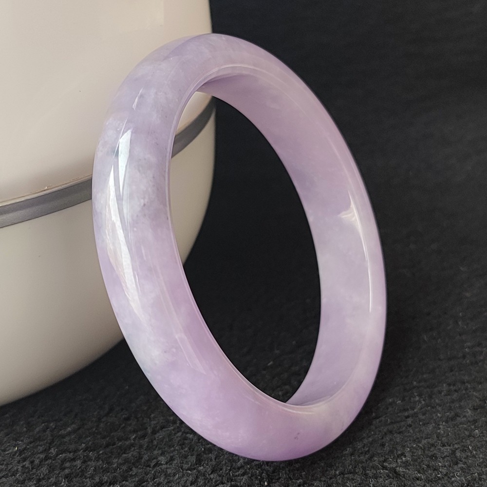 Certified Grade A Lavender 59mm Natural Burma Jade jadeite Bangle Bracelet