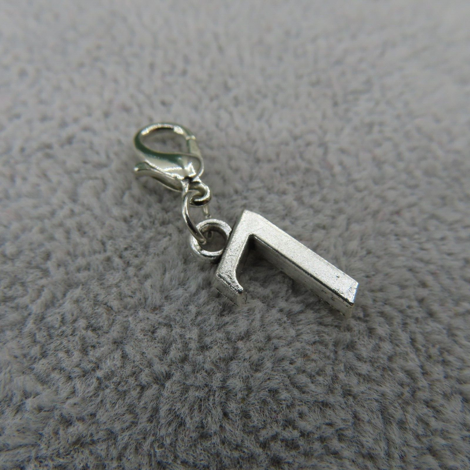 Initial NUMBER 7 Seven Charm Zipper Pull Keychain Add On Clip Silver Tone Lucky