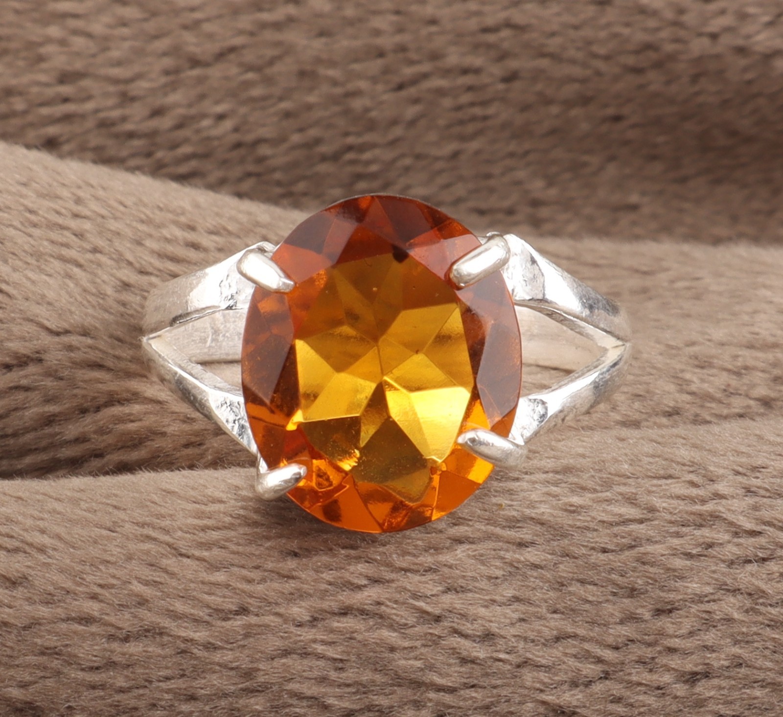Beautiful Citrine Gemstone 925 Sterling Silver Handmade Jewelry Ring All Size