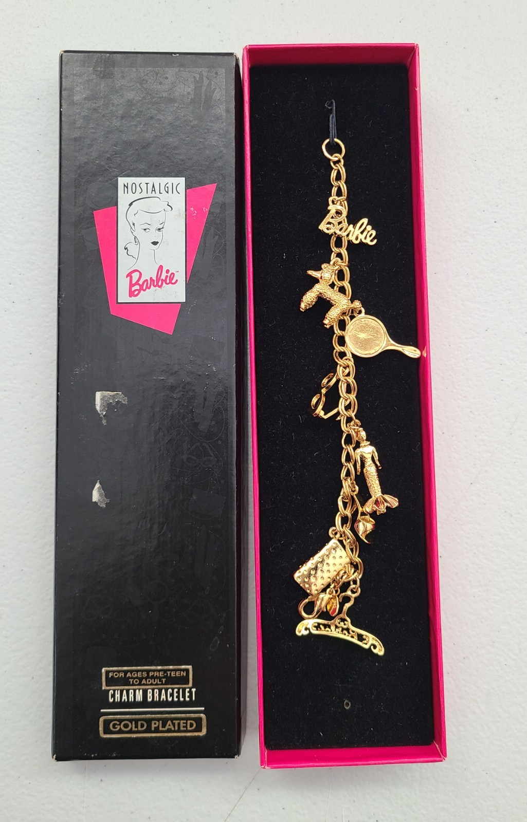 Barbie Charm Bracelet Special Limited Edition 18k Gold Plated from 1990 Vintage