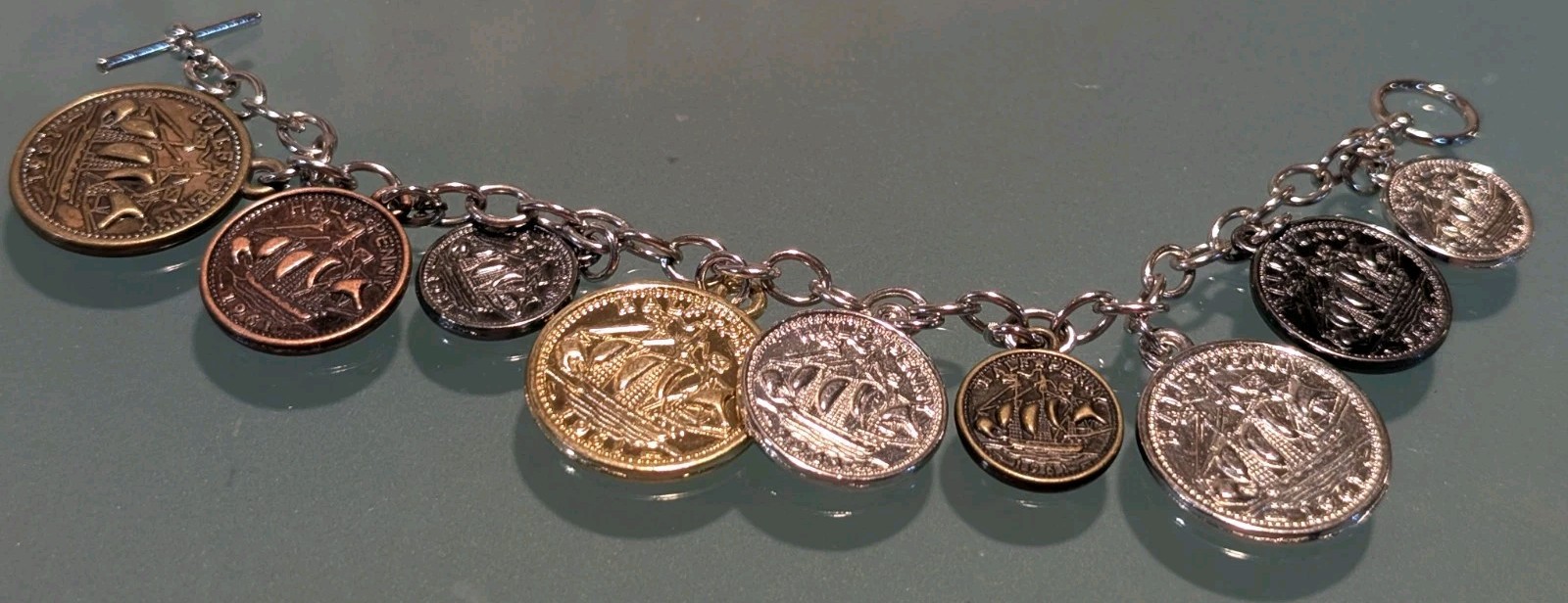Coin Charm Bracelet Elizabeth II Australian Coins Various Sizes