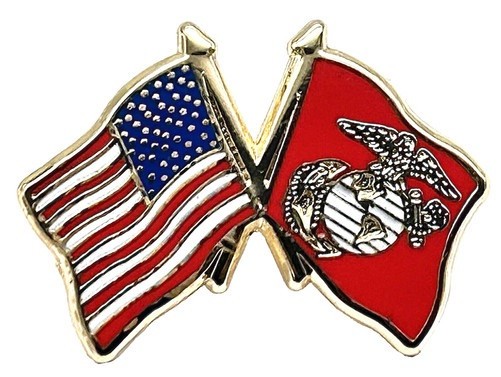 United States & Marine Corps Flag Military Veteran Lapel Hat Pin USMC Insignia
