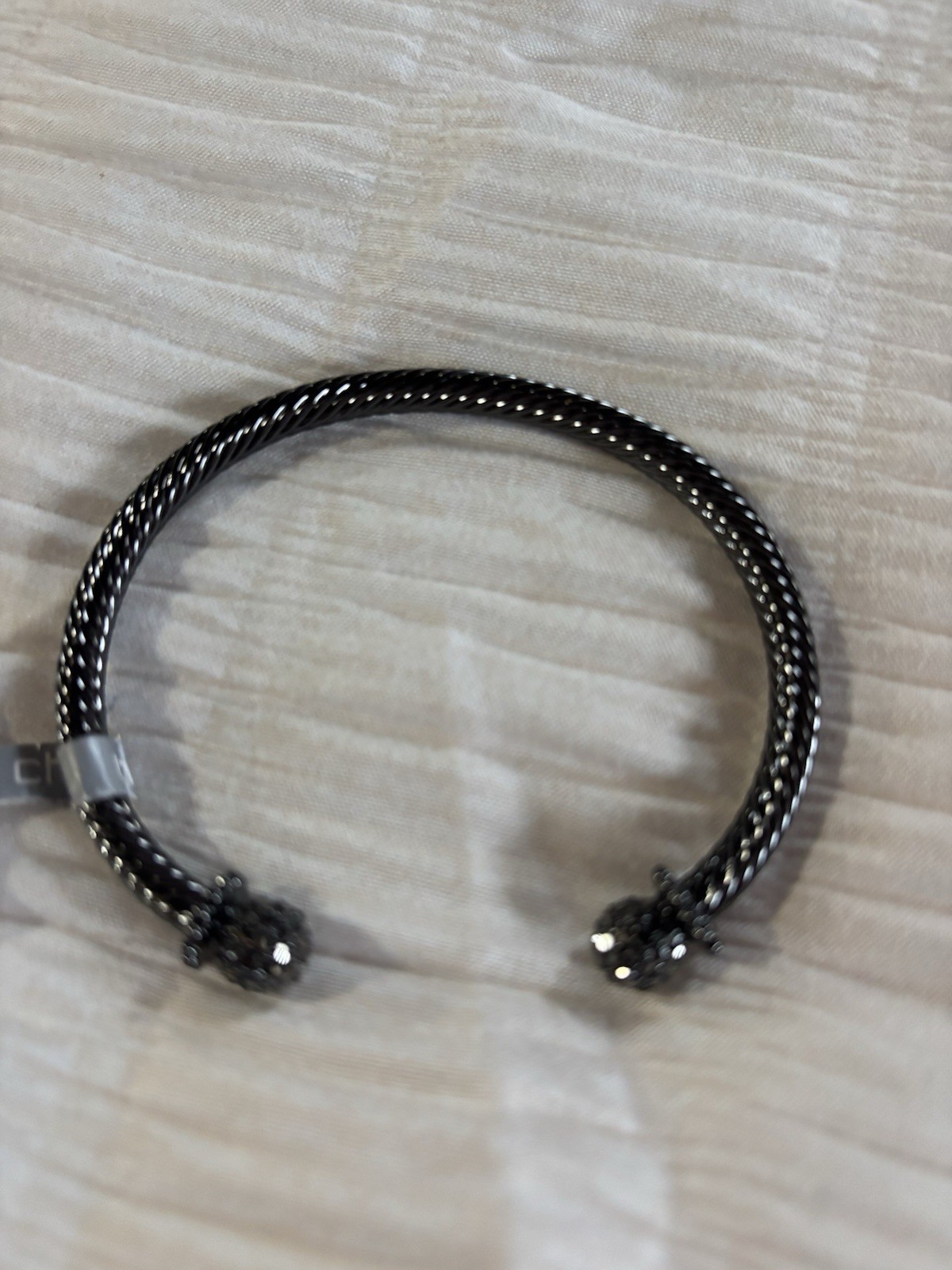 Chico’s Women’s Metal Twisted Cuff Cable Bracelet With Gem Sphere Ends NWT.