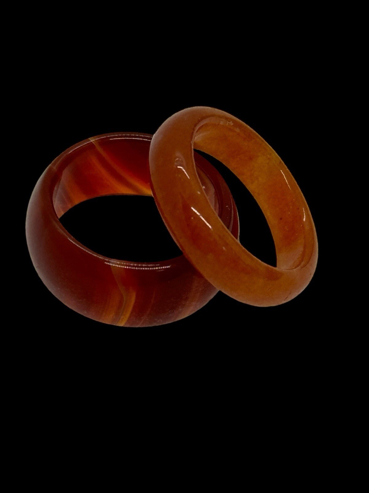 Red Carnelian Agate Band Ring Lot Stackable 2 Rings Size 7