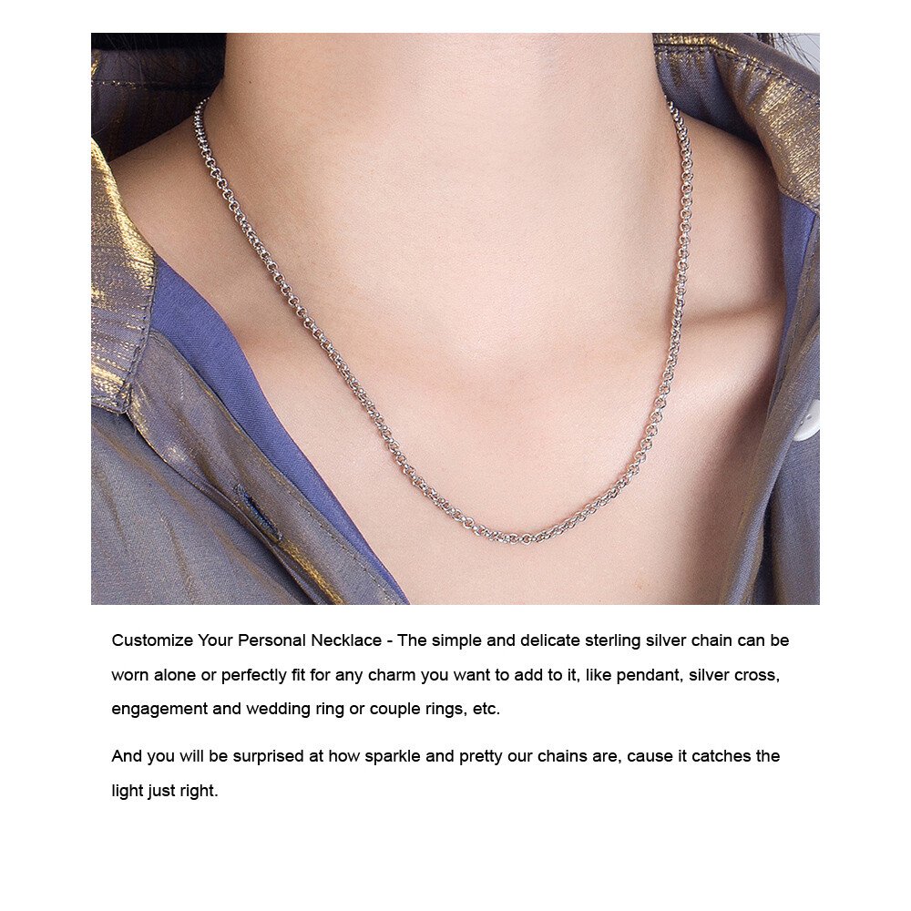 925 Sterling Silver Rolo Cable Link Chain Like a Artworks Necklace for Unisex