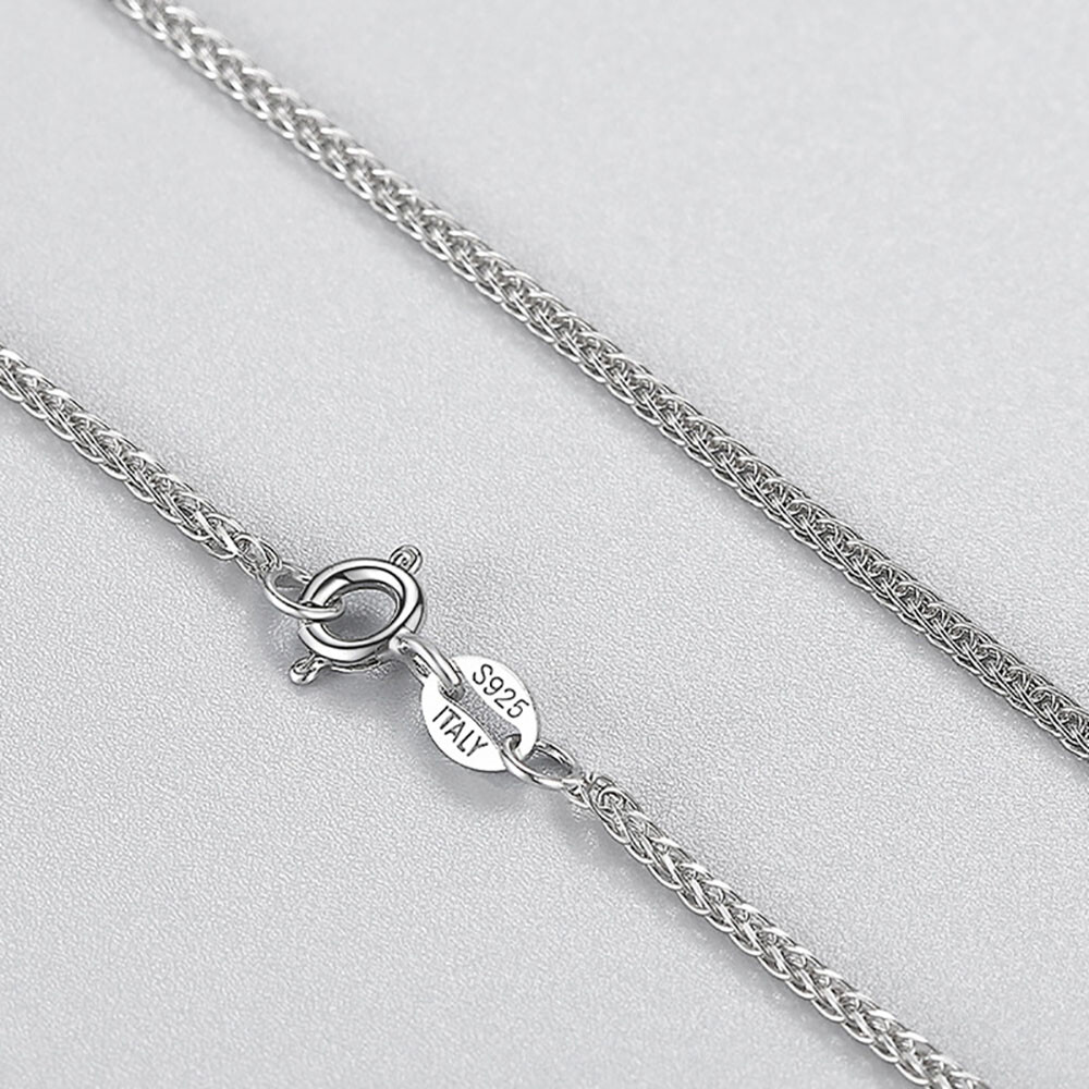 Genuine 925 Sterling Silver Fine Necklace Classic 1.2mm Spiga/Wheat Chain Unisex
