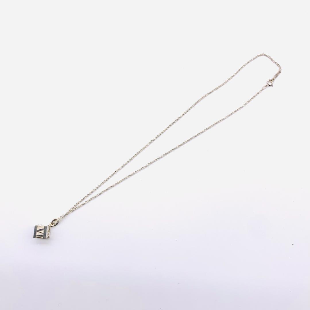 Tiffany & Co. Atlas Cube Design Silver Pendant Necklace Sv925 40cm 0.8 x 0.8cm