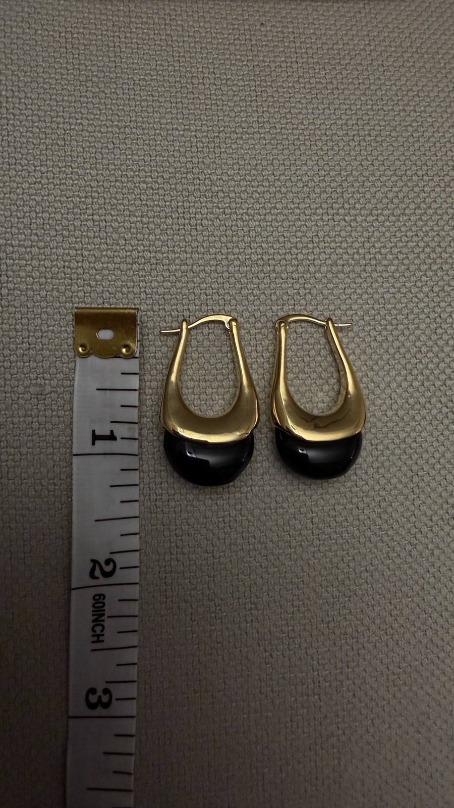 Confetti Black Acrylic Resin Geometric Hoop Gold Earrings NEW