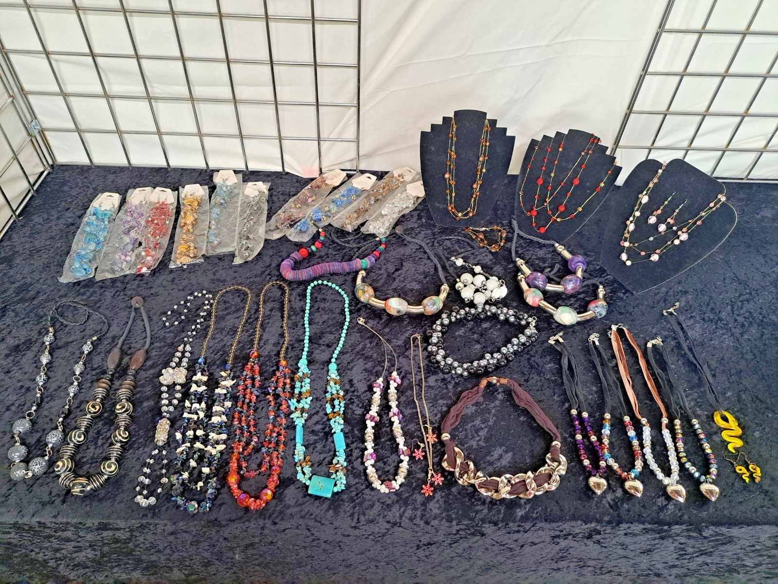 Job lot Ex display fashion jewellery Necklaces sets – with Stands as shown