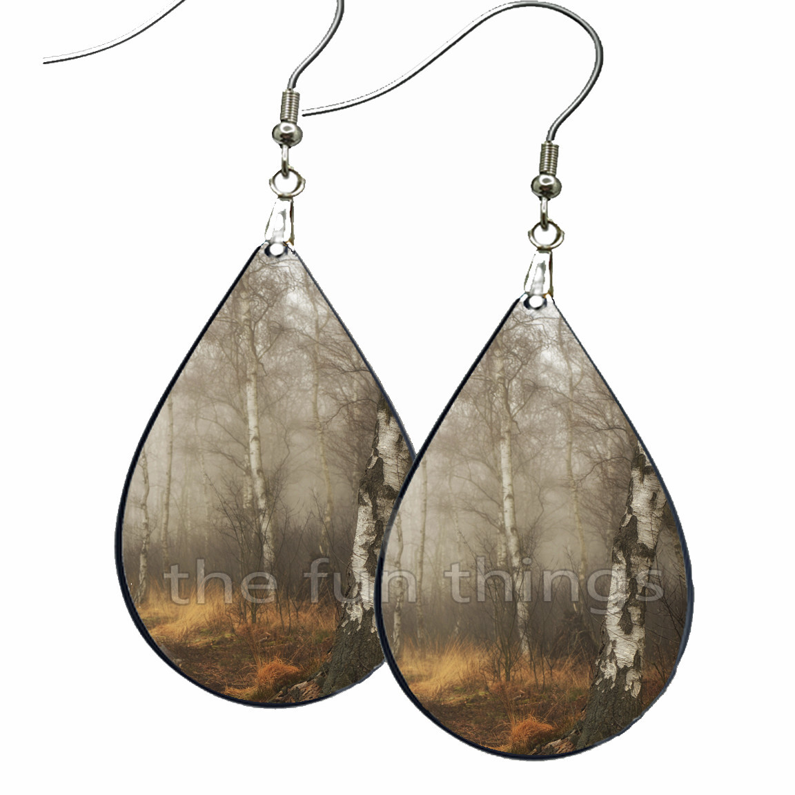 Woodsy Beauty of Nature Earrings Teardrop NO TARNISH Wood Nature Lover Jewelry