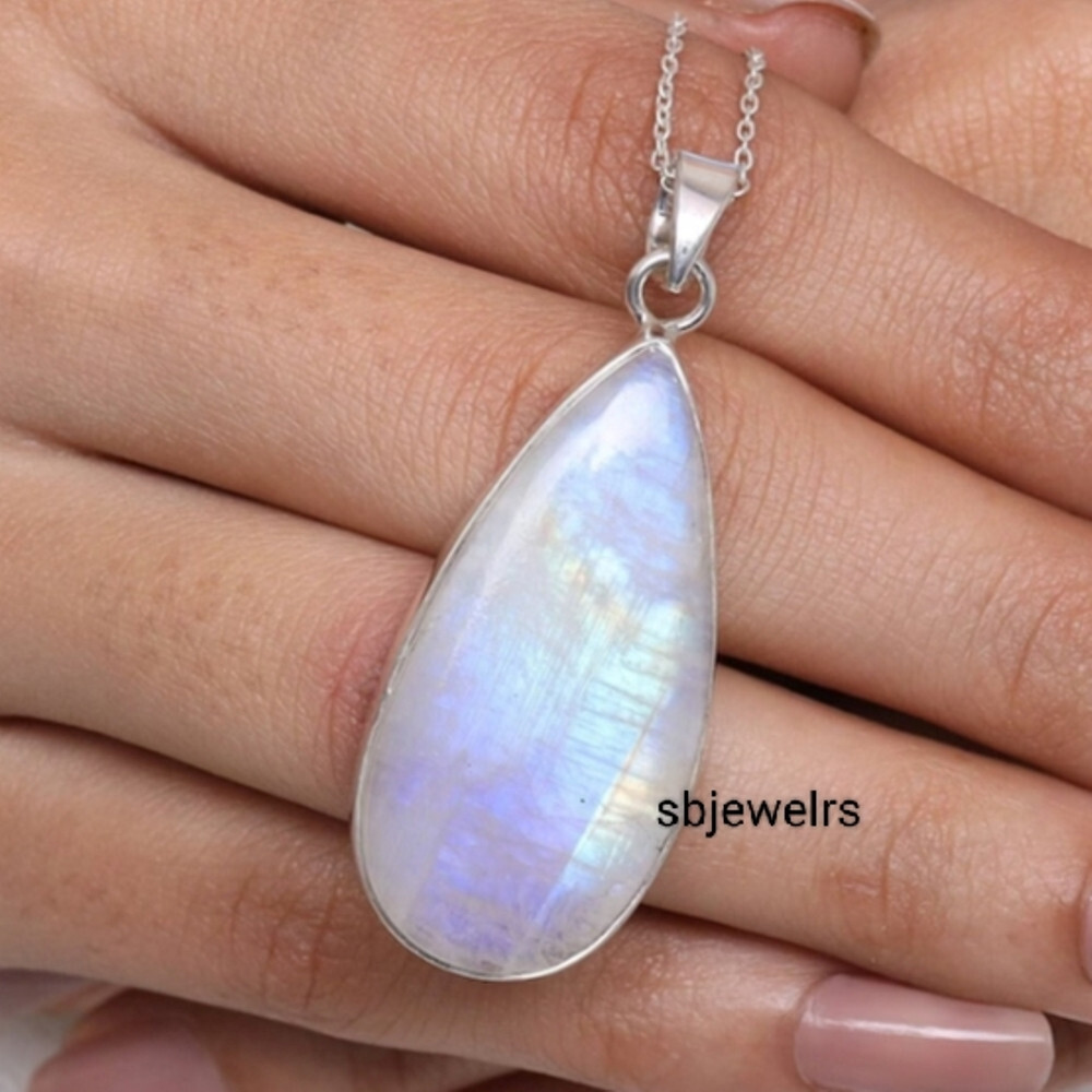 Moonstone Gemstone 925 Sterling Silver Handmade Jewelry Pandant Women Gift E-36