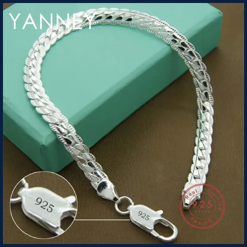 Silver Color 6mm Chain Bracelet 8″ for Women Men Fashion Wedding Party Jewelry