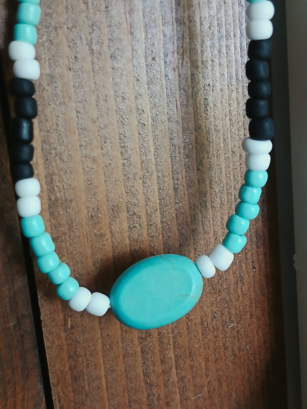 glass beaded necklace Hemp Mens Womens Unisex Dyed Turquoise Howlite