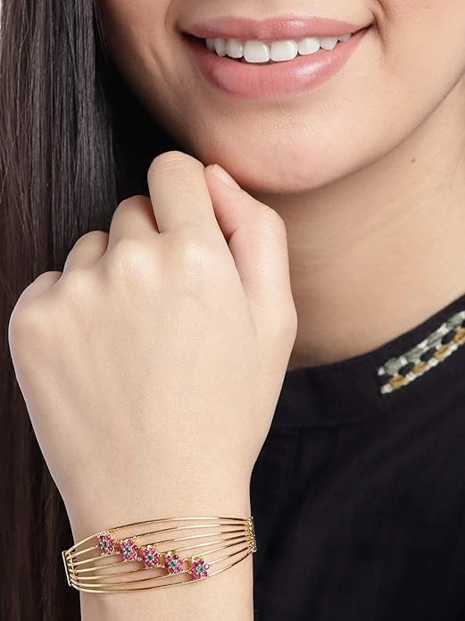 JAYWAR Luxury Gold Plated Bracelet for Women Arabic Bridal Wedding Bangle Royal