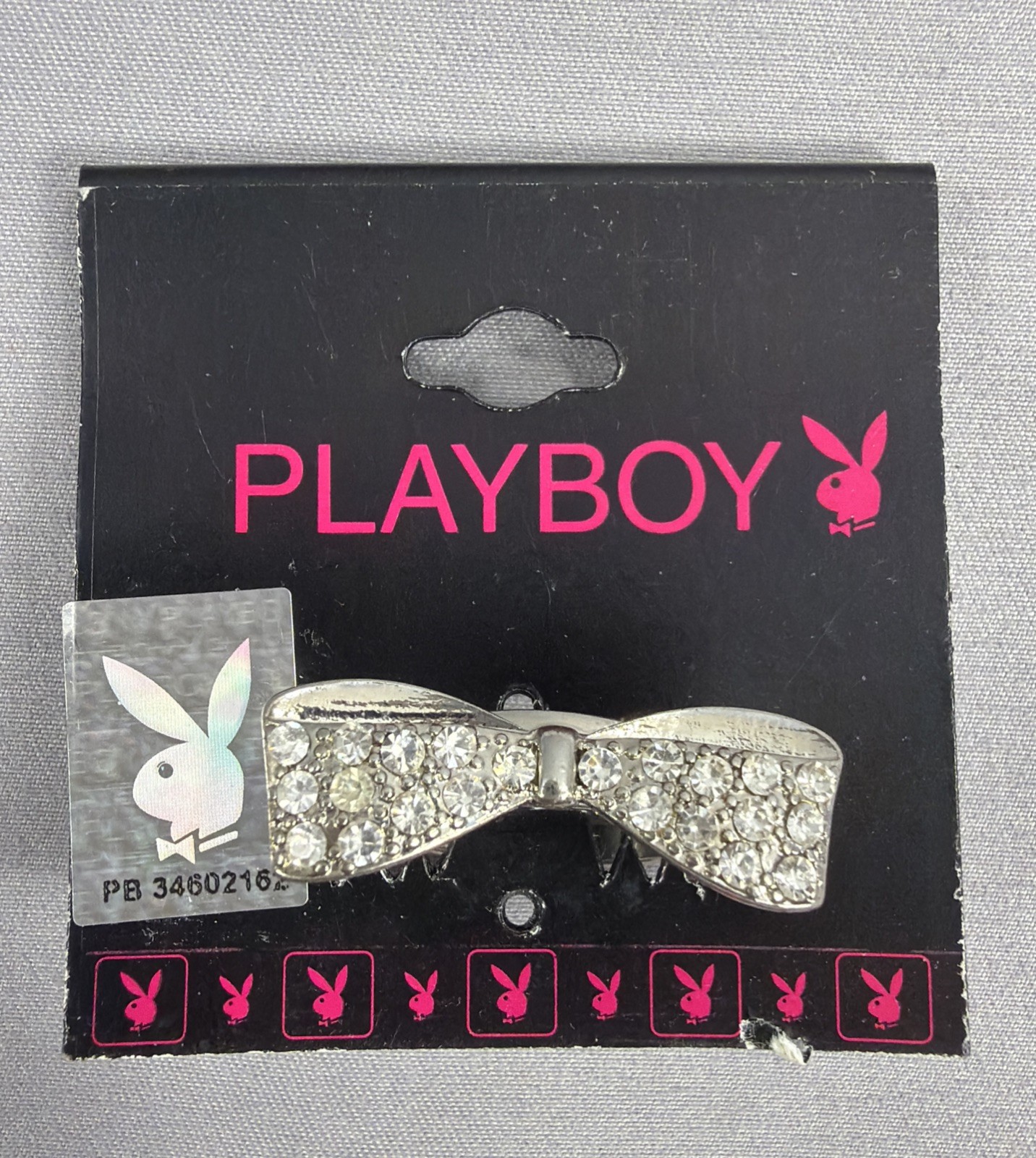 PlayBoy Ladies Silver Tone Bow Ring With Clear Stones Mixed Sizes