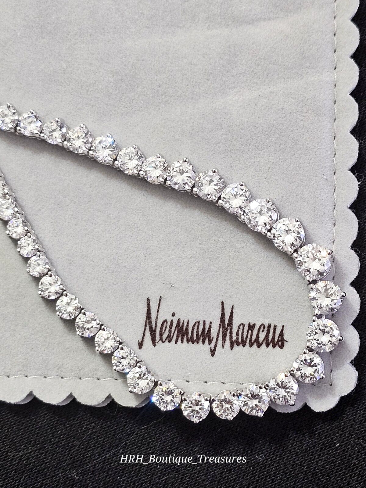 Vintage Neiman Marcus CZ Tennis Necklace 925 Sterling Rhodium Plated 16” New