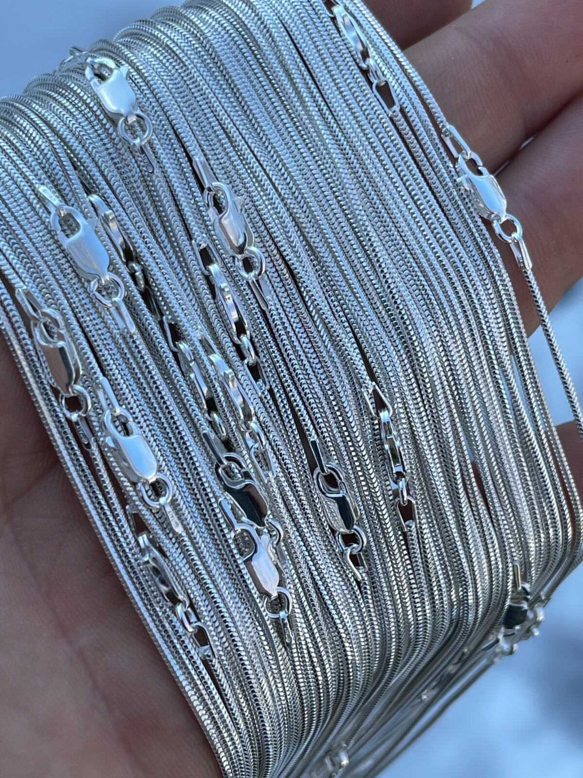 Solid 925 Sterling Silver 1.5mm Snake Chain Diamond Cut Ladies Necklace 14-30″