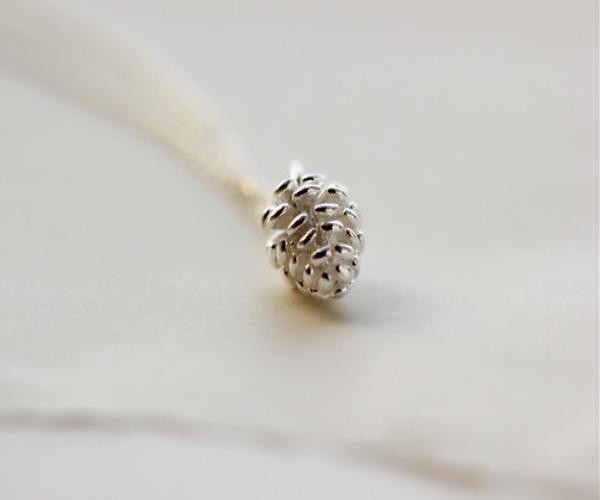 925 Sterling Silver Pine Cone Choker Necklace Women Wedding Statement Jewelry
