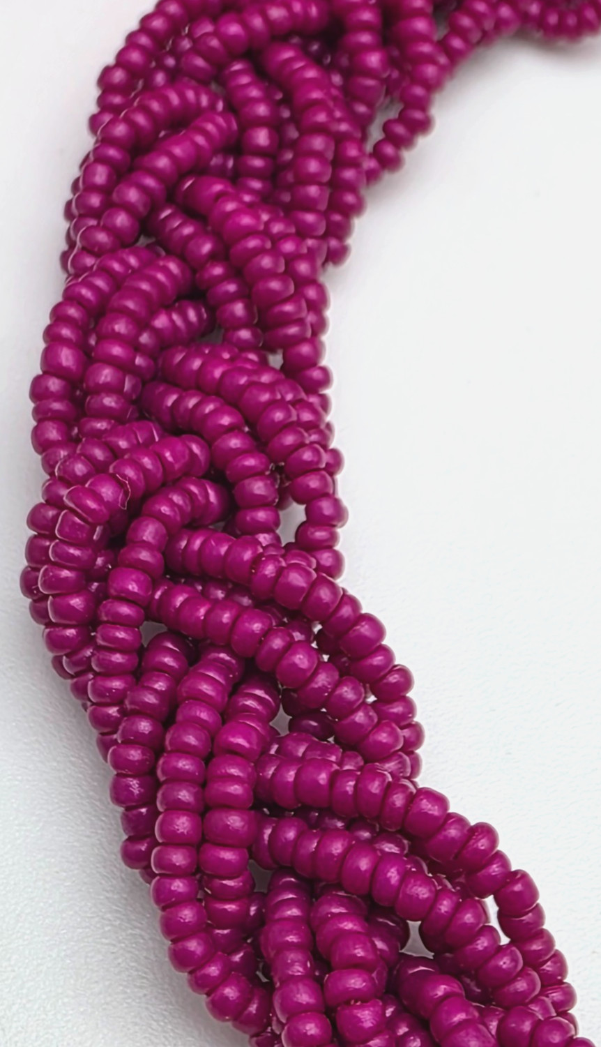 Talbots Fuchsia Seed Bead Braided Bib Necklace Navy Cabochon Gold Tone 21 in