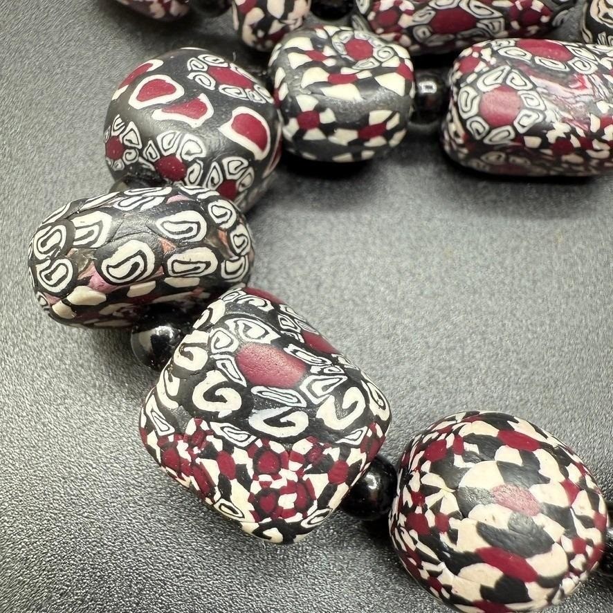 Vintage Handmade Millefiori Polymer Clay Bead Necklace 30″ Boho Artisan