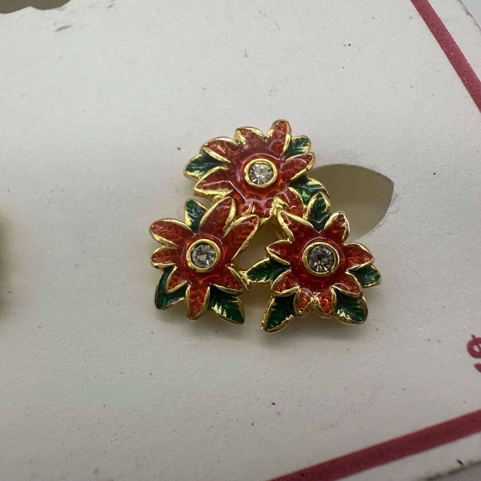 Christopher Radko Signed Clip On Earrings Christmas Ornament Rhinestone Enamel