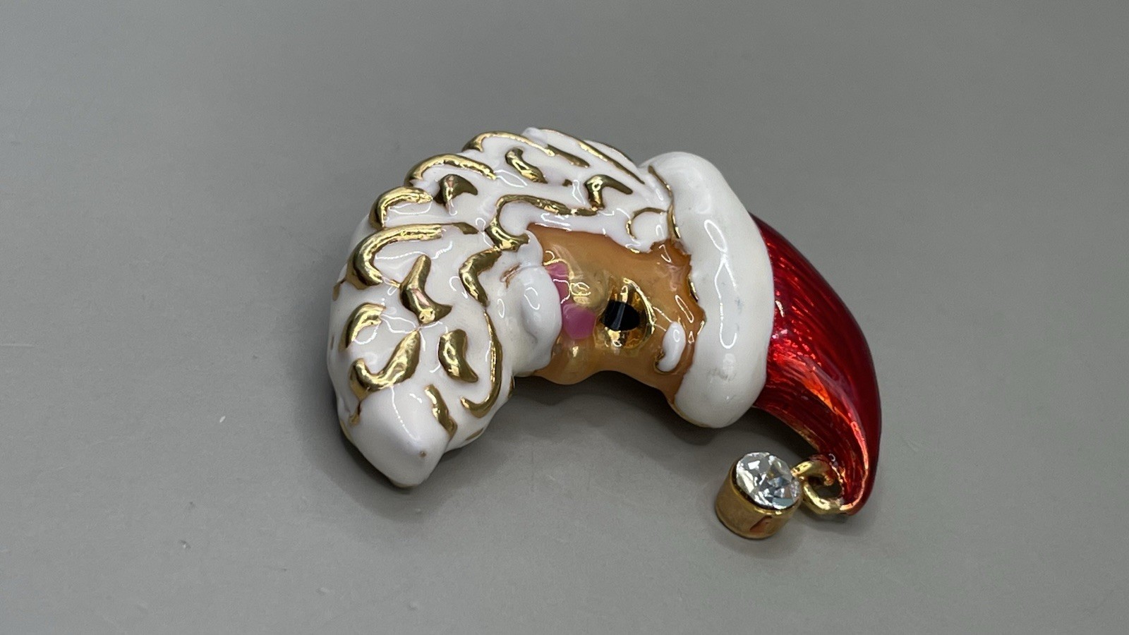Christopher Radko Women’s Brooch Santa Claus Gold Tone Metal Enamel Rhinestone