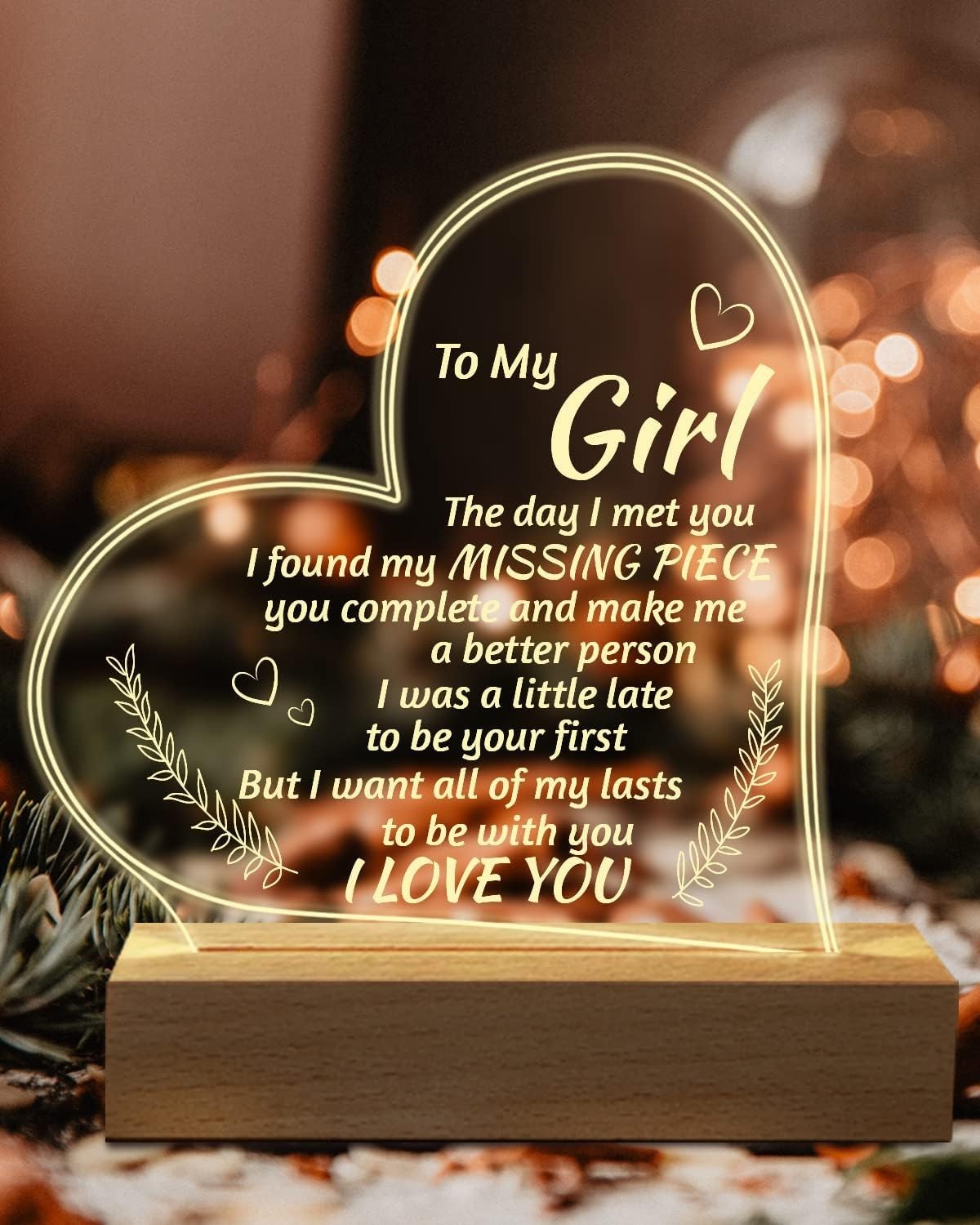 Romantic Gifts for Girlfriend to My Girlfriend Engraved Night Light I Love You
