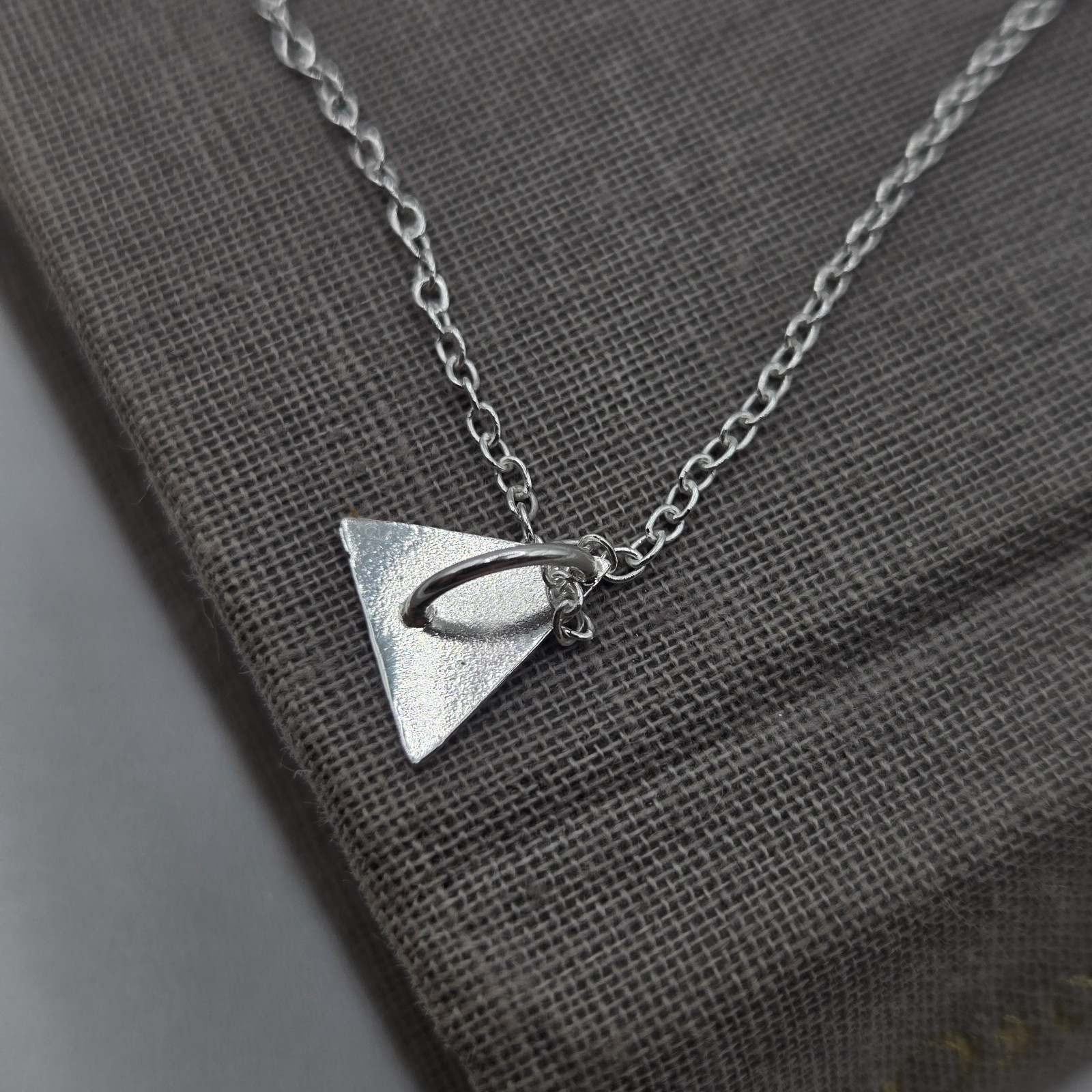 Silver Dainty Tiny Mini Triangle Charm Necklace Fairy Grunge Boutique Brand