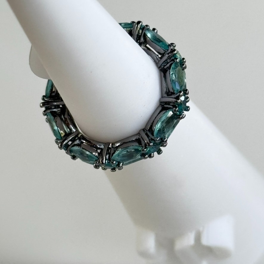 Bomb Party Sirens Veil of The Abyss Pariba on Hematite Ring Sz 7